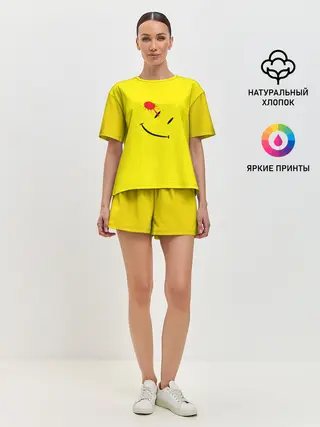 Женская пижама с шортами / Смайлы