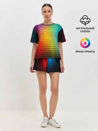 Женская пижама с шортами / Радужный градиент
