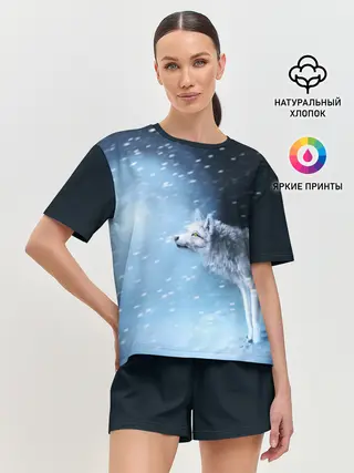 Женская пижама с шортами / ВОЛК ЗИМА