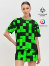Женская пижама с шортами / ЗЕЛЕНЫЕ КУБИКИ