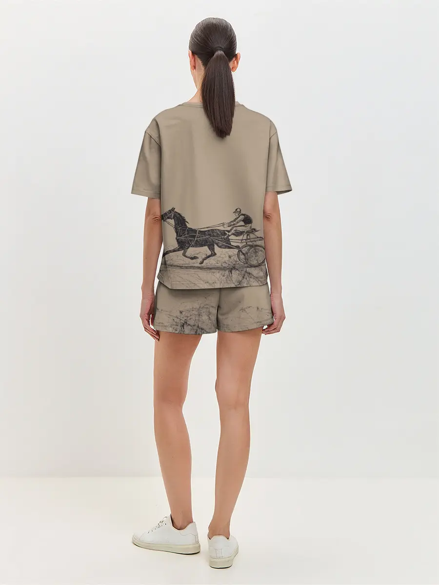 Женская пижама с шортами / лошадь с колесницей