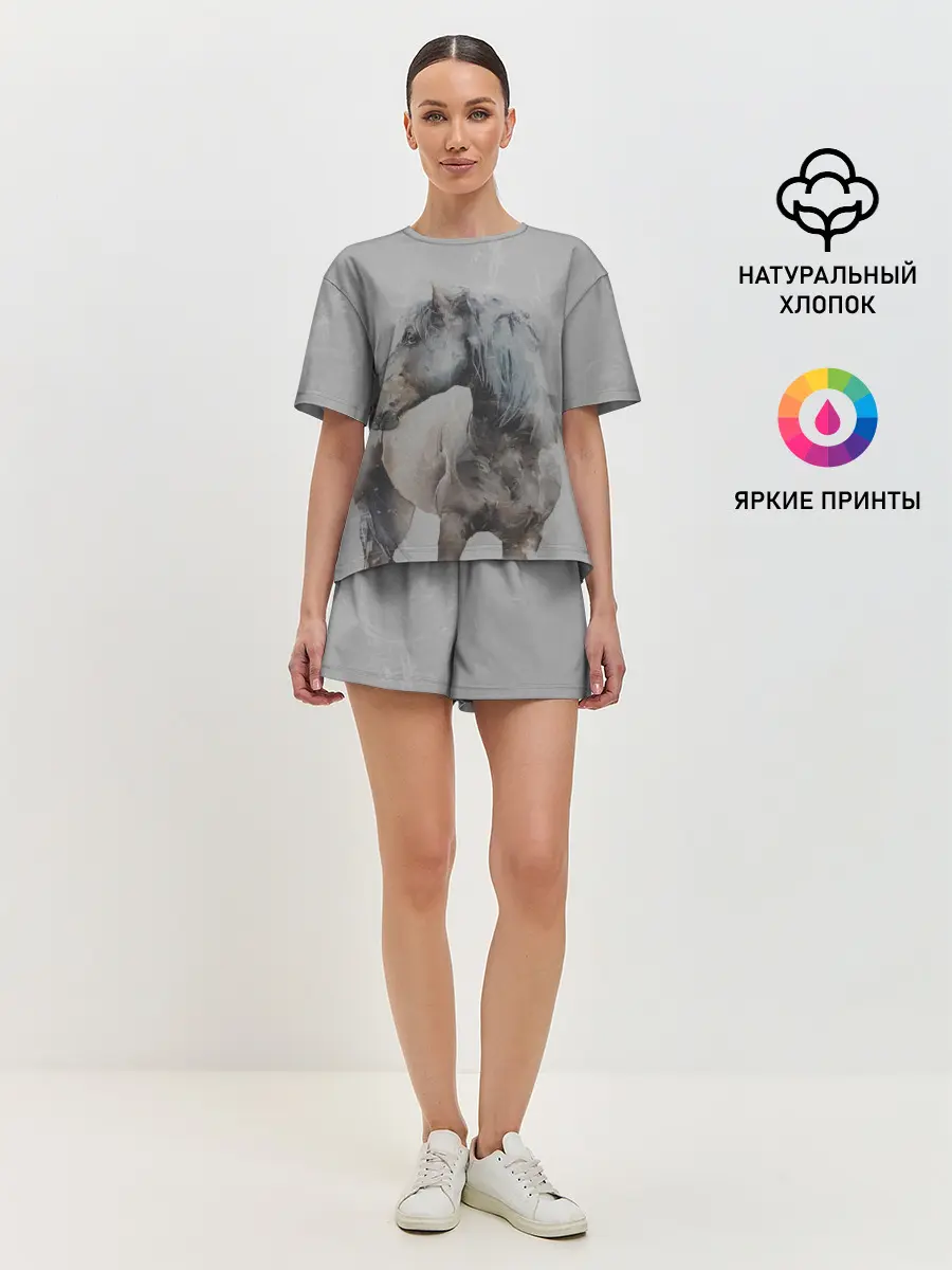 Женская пижама с шортами / лошадь