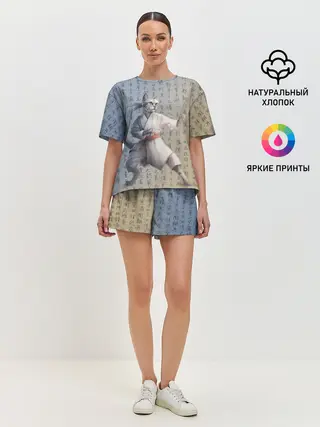 Женская пижама с шортами / Karate cat