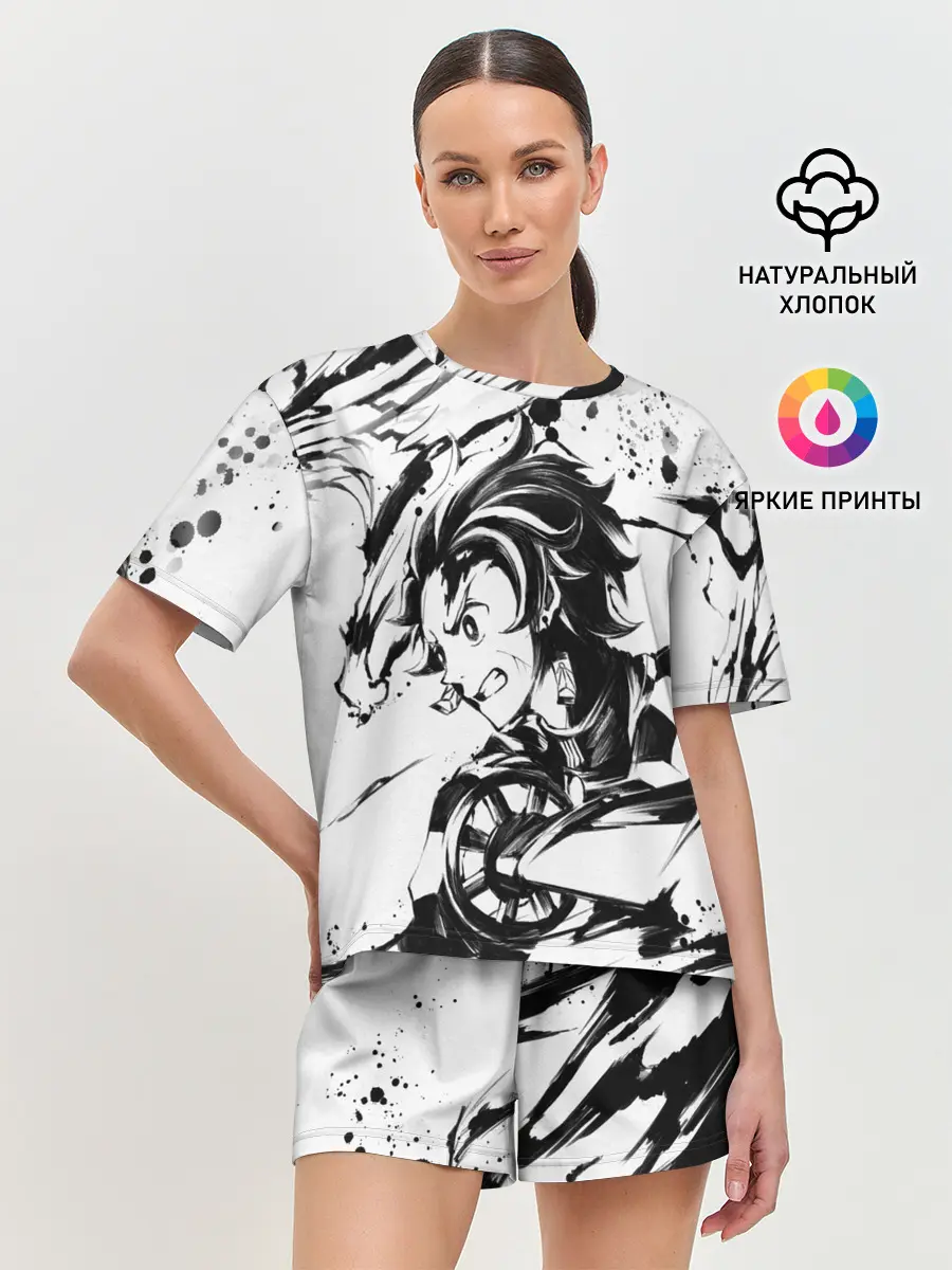 Женская пижама с шортами / KIMETSU NO YAIBA TANJIRO KAMADO