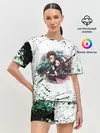 Женская пижама с шортами / Брызги красок Demon Slayer