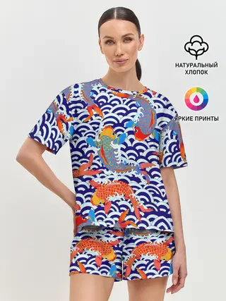 Женская пижама с шортами / Карп Кои