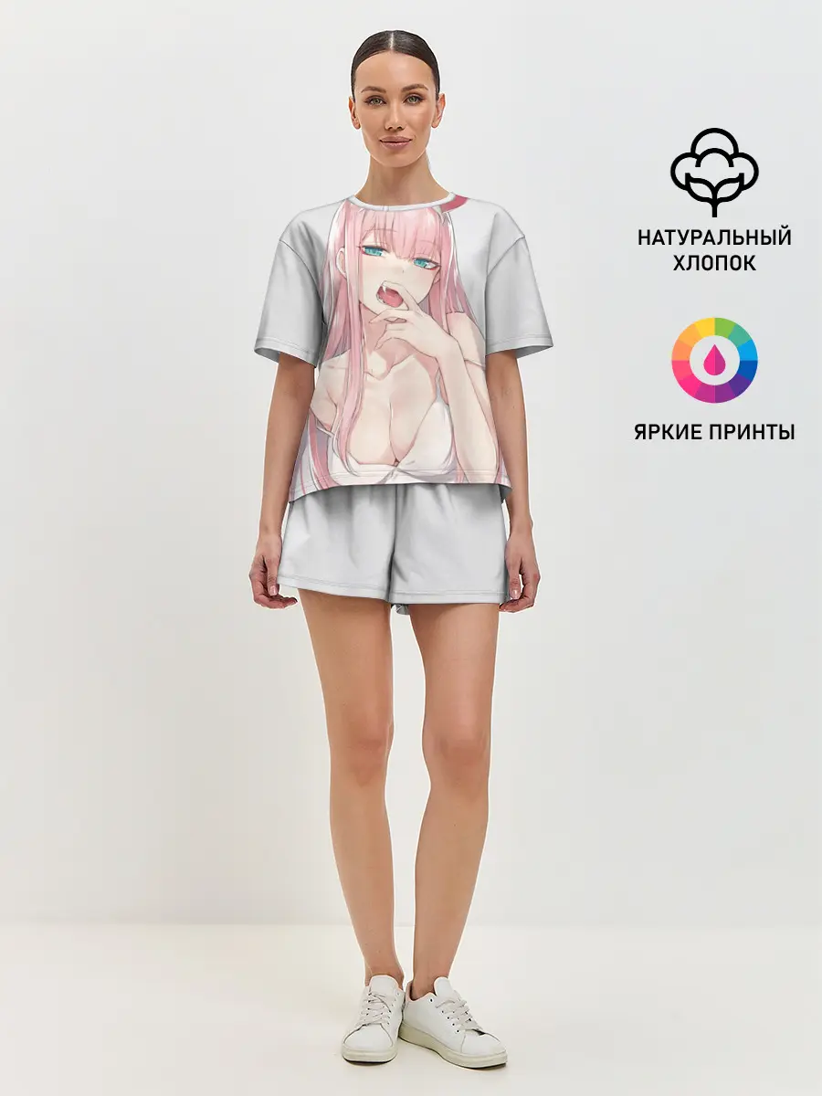 Женская пижама с шортами / Ahegao Zero Two