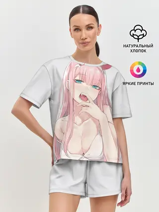 Женская пижама с шортами / Ahegao Zero Two