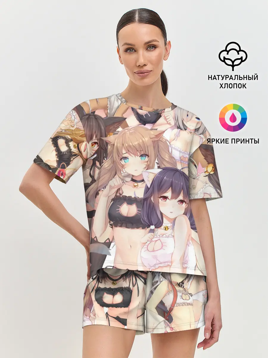 Женская пижама с шортами / Эччи гарем