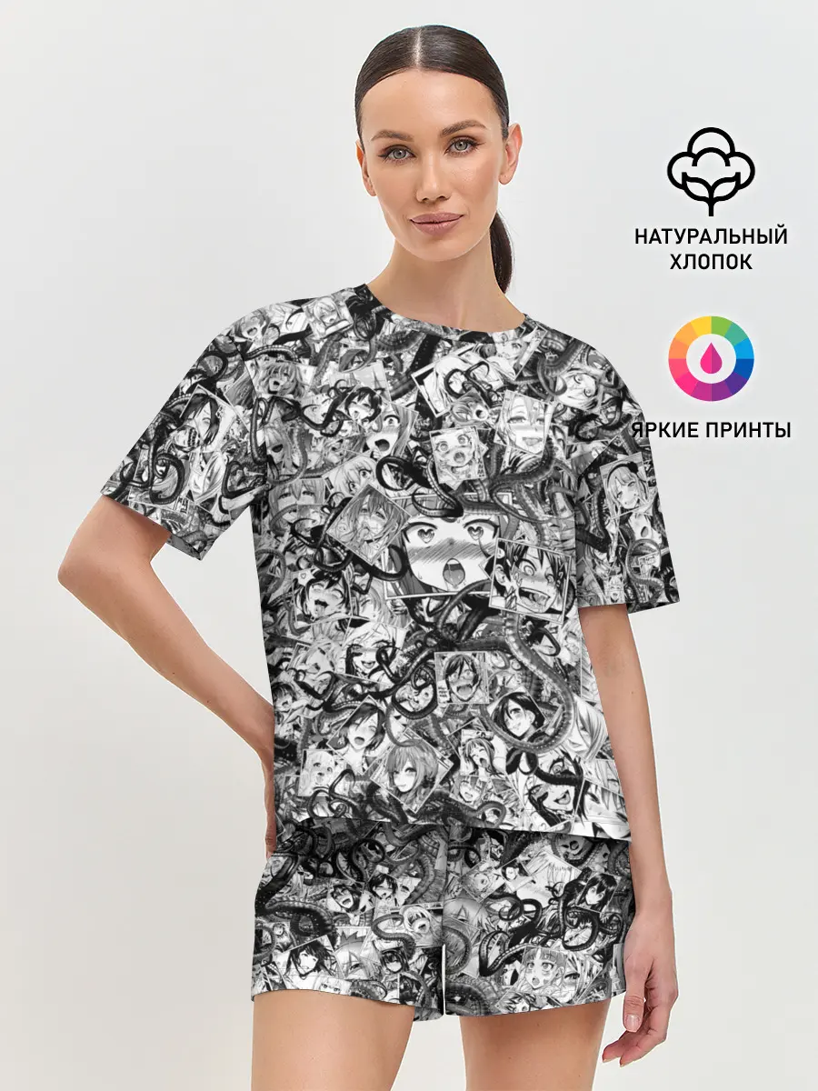 Женская пижама с шортами / Ахегао с щупальцами