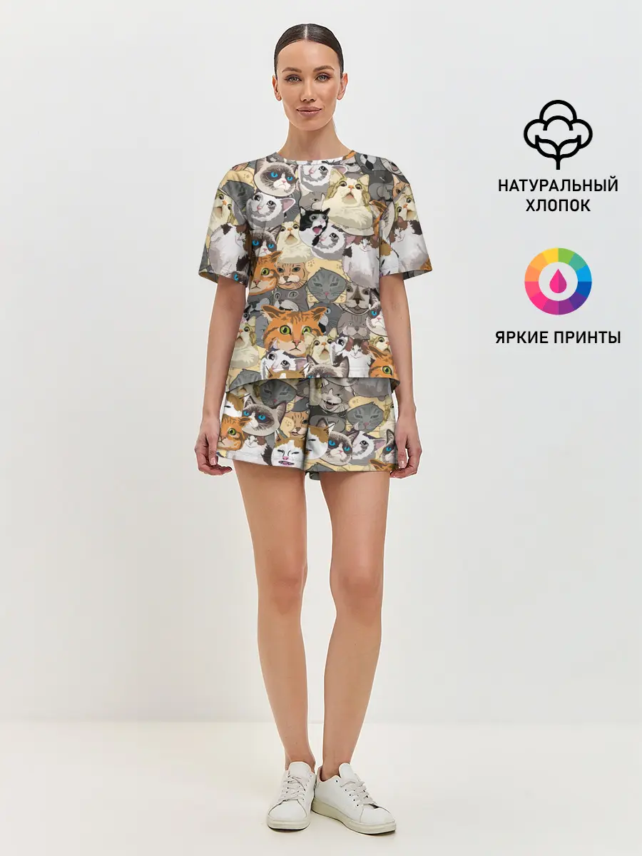 Женская пижама с шортами / ALL CATS MEMES