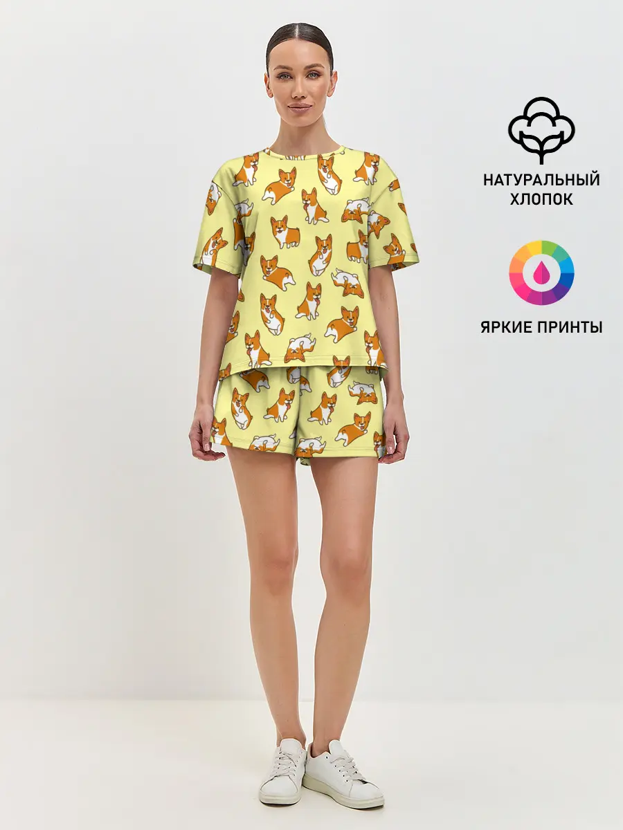 Женская пижама с шортами / Корги