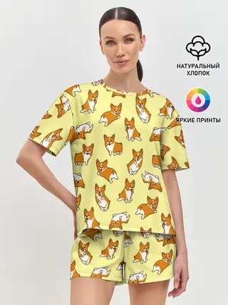 Женская пижама с шортами / Корги