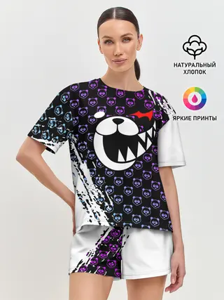 Женская пижама с шортами / Монокума на фиолетовом паттерне