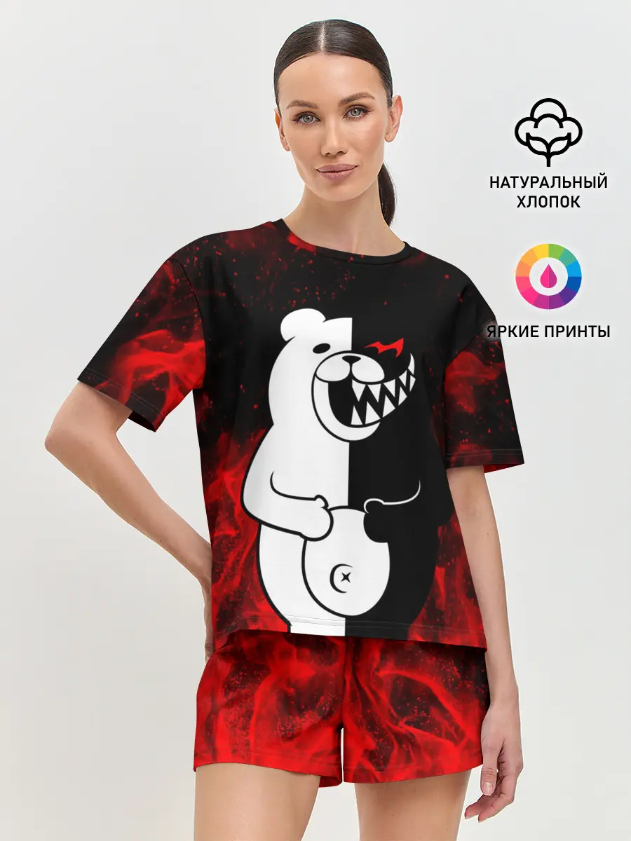 Женская пижама с шортами / MONOKUMA В ПЛАМЕНИ / МОНОКУМА