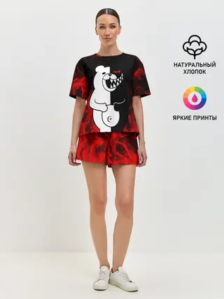 Женская пижама с шортами / MONOKUMA В ПЛАМЕНИ / МОНОКУМА