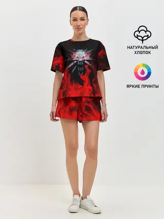 Женская пижама с шортами / ВЕДЬМАК / THE WITCHER / ГЕРАЛЬТ | ВОЛК WOLF