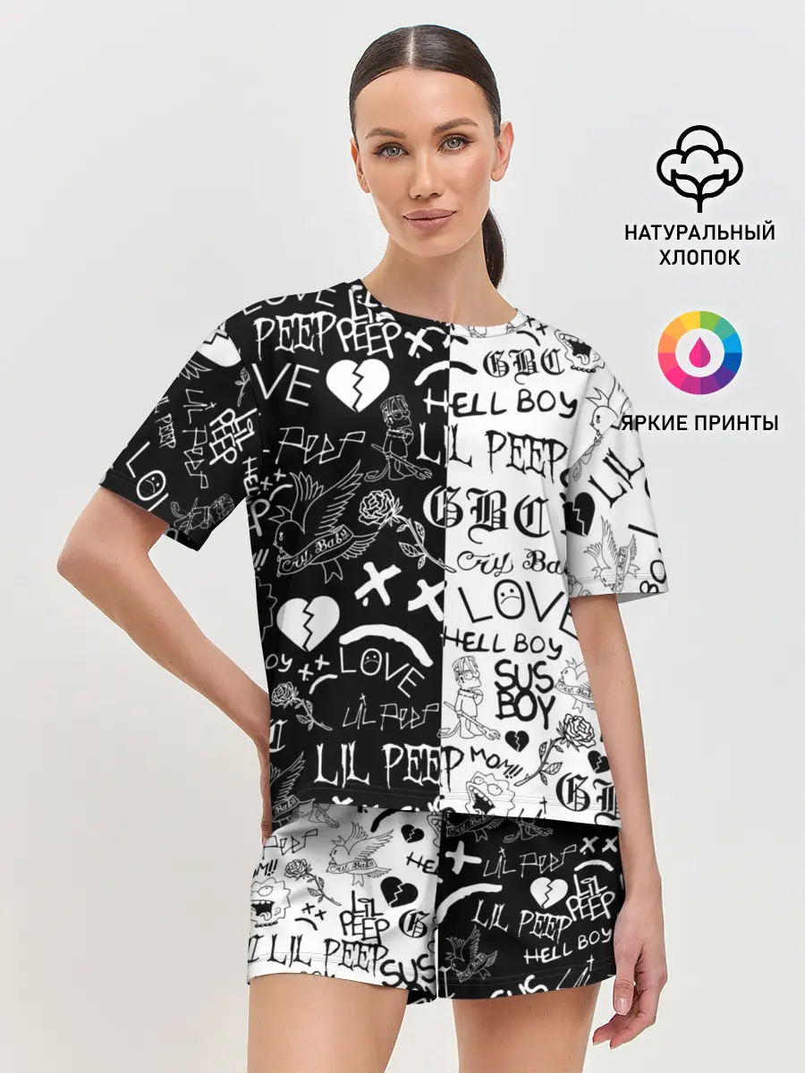 Женская пижама с шортами / LIL PEEP LOGOBOMBING | ЛИЛ ПИП