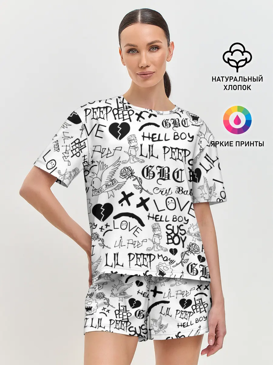 Женская пижама с шортами / LIL PEEP | ЛИЛ ПИП LOGOBOMBING