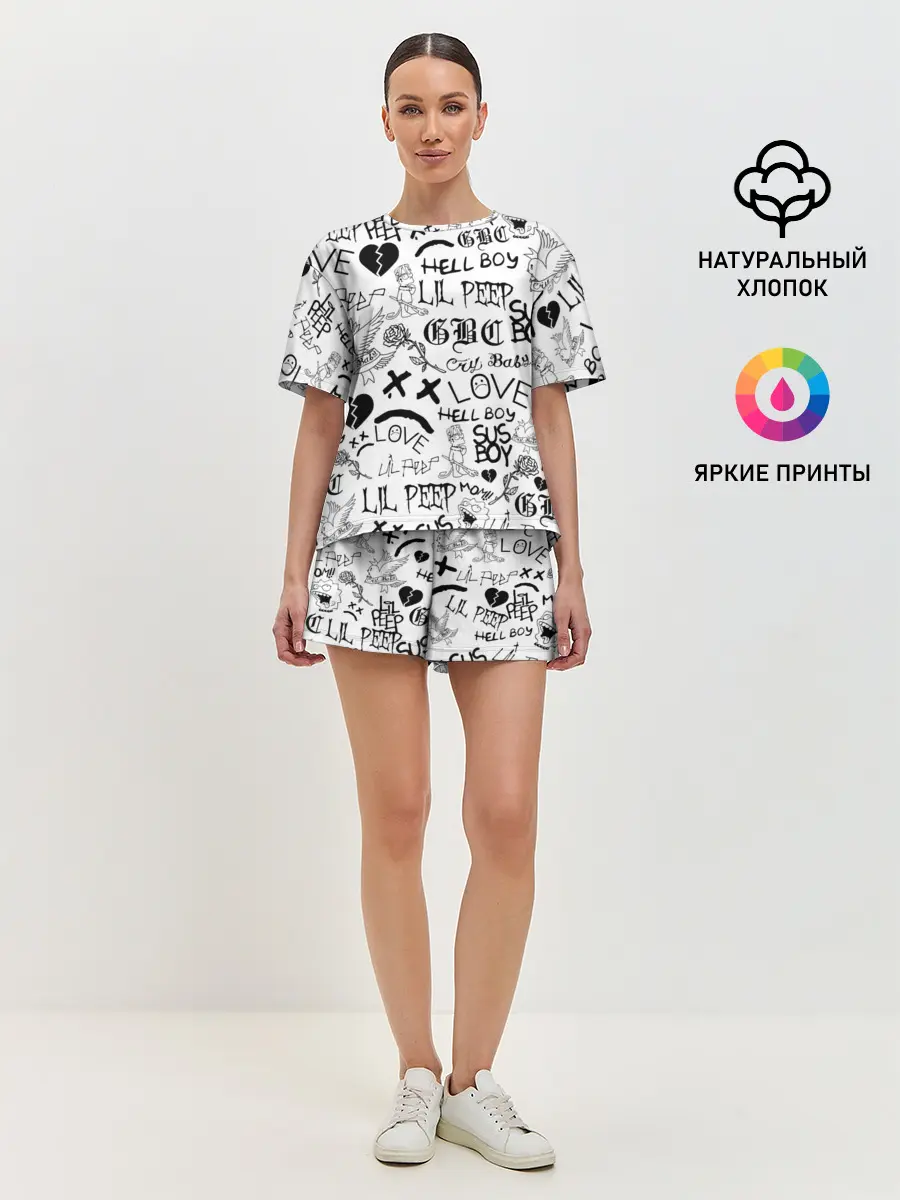 Женская пижама с шортами / LIL PEEP | ЛИЛ ПИП LOGOBOMBING