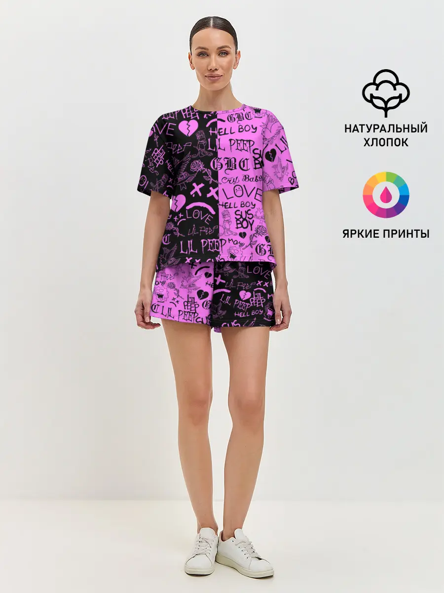 Женская пижама с шортами / LIL PEEP LOGOBOMBING BLACK PINK