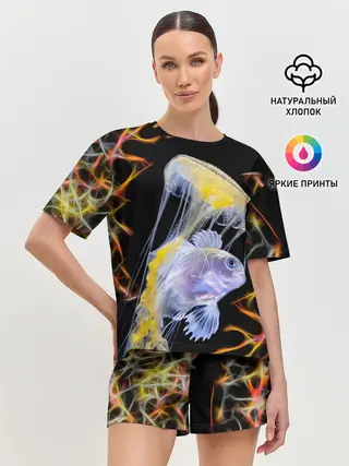 Женская пижама с шортами / медуза
