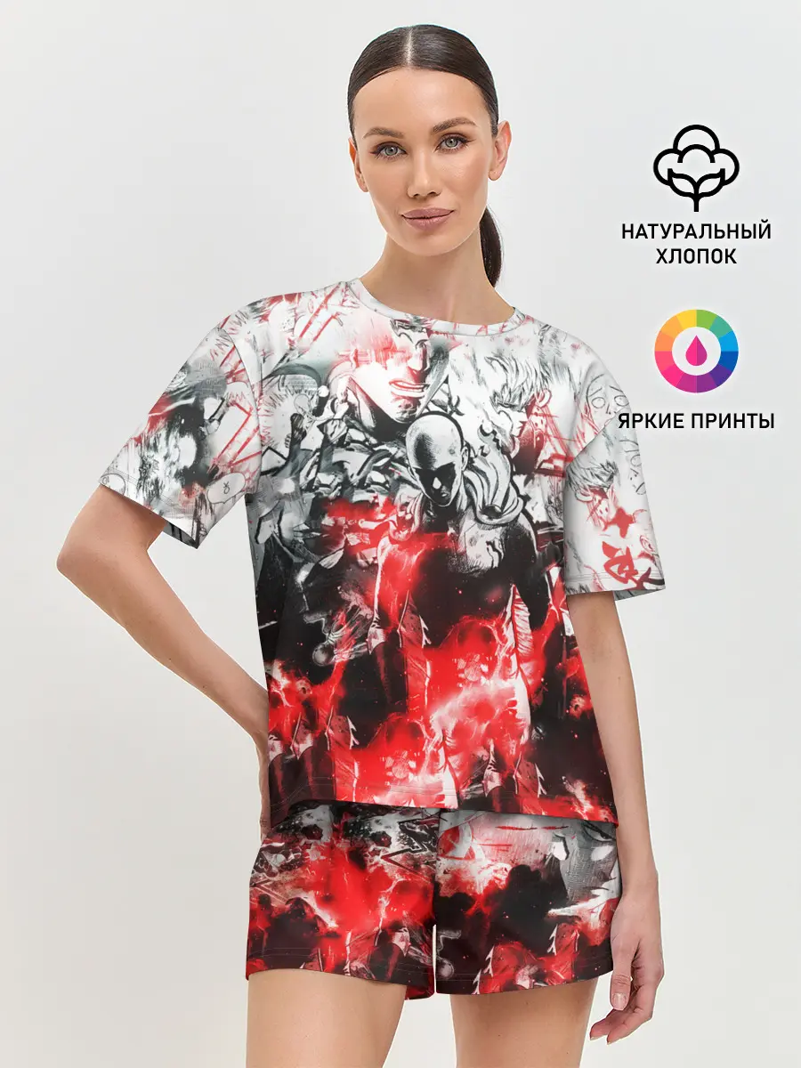 Женская пижама с шортами / One-Punch Man Collage