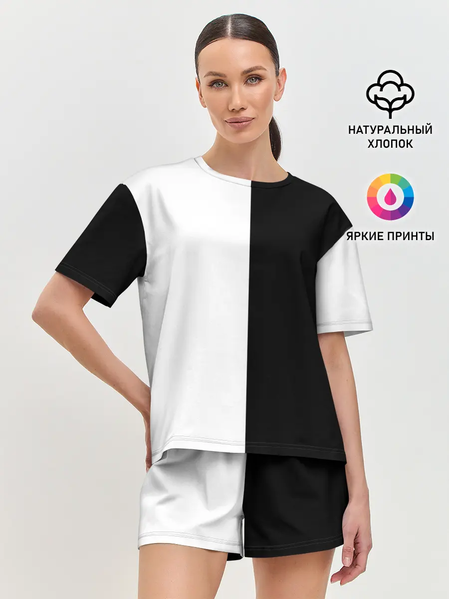 Женская пижама с шортами / ПРОСТО ЧЁРНО-БЕЛЫЙ | Black and White