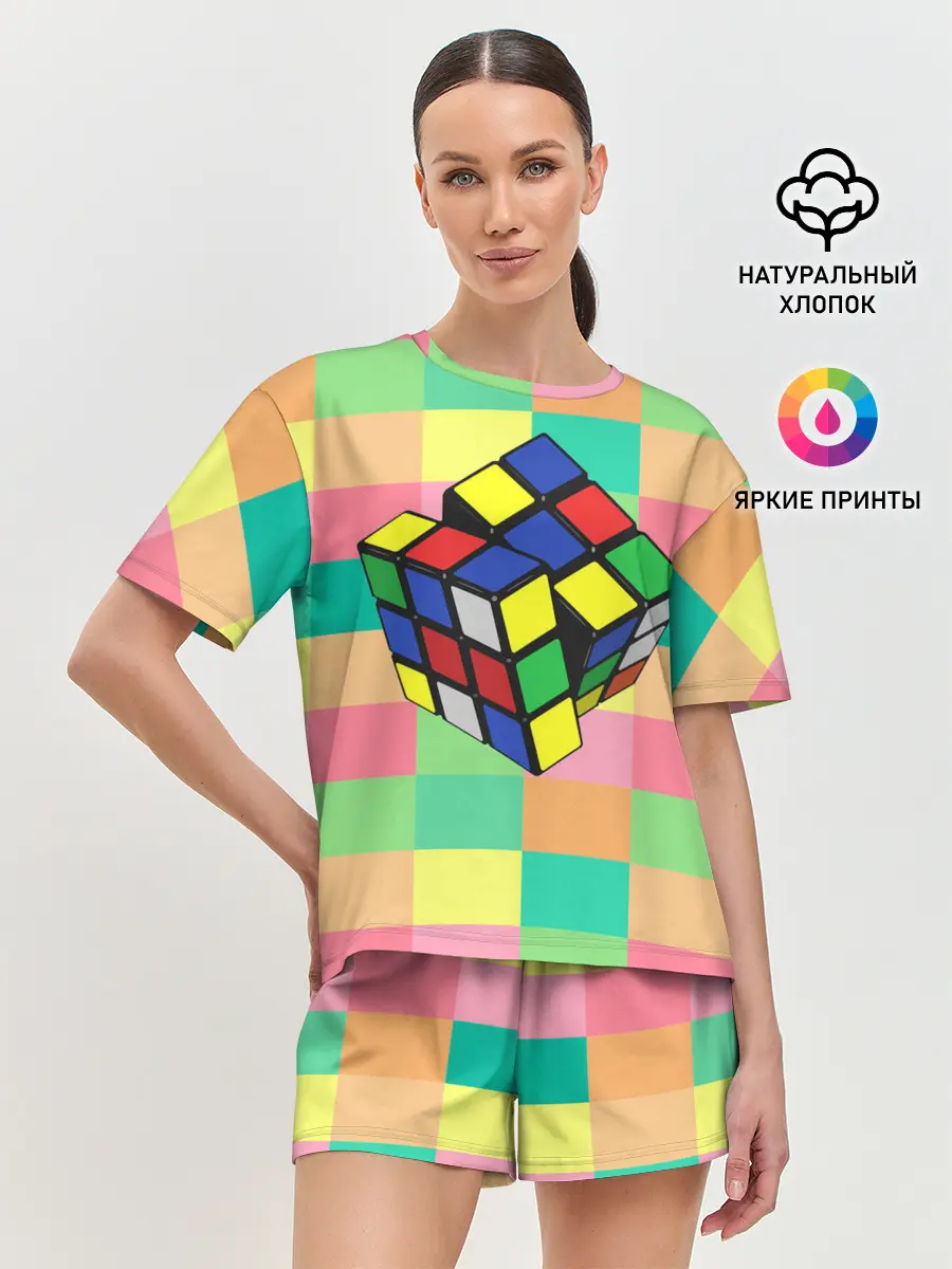 Женская пижама с шортами / Кубик Рубика