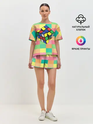 Женская пижама с шортами / Кубик Рубика
