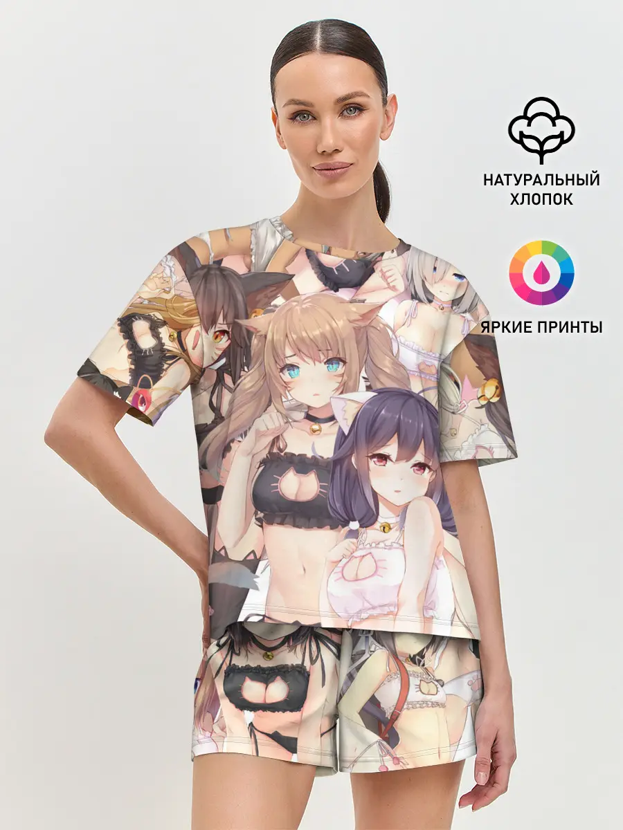 Женская пижама с шортами / Девушки в купальниках