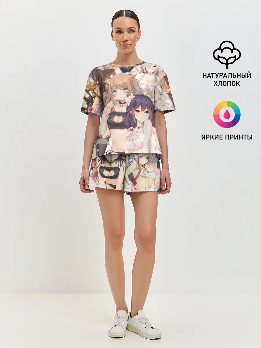 Женская пижама с шортами / Девушки в купальниках