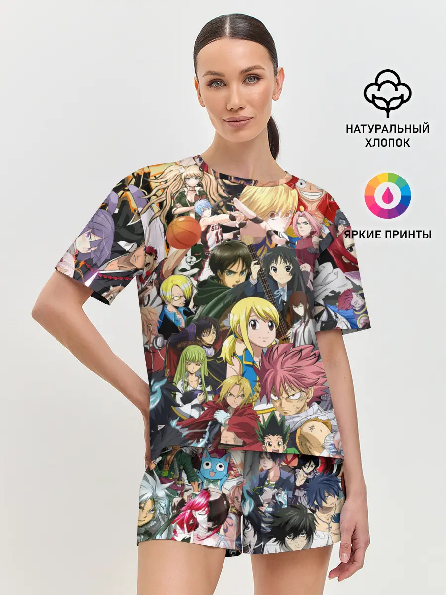Женская пижама с шортами / Аниме коллаж