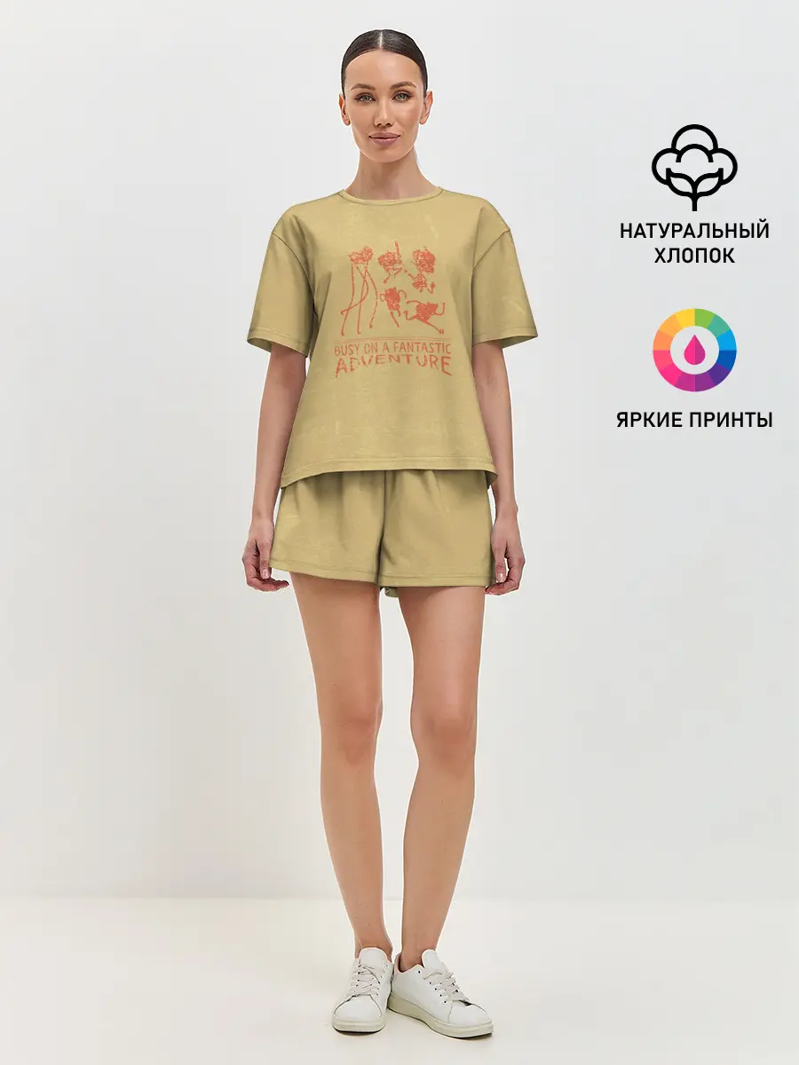 Женская пижама с шортами / Busy on a fantastic adventure
