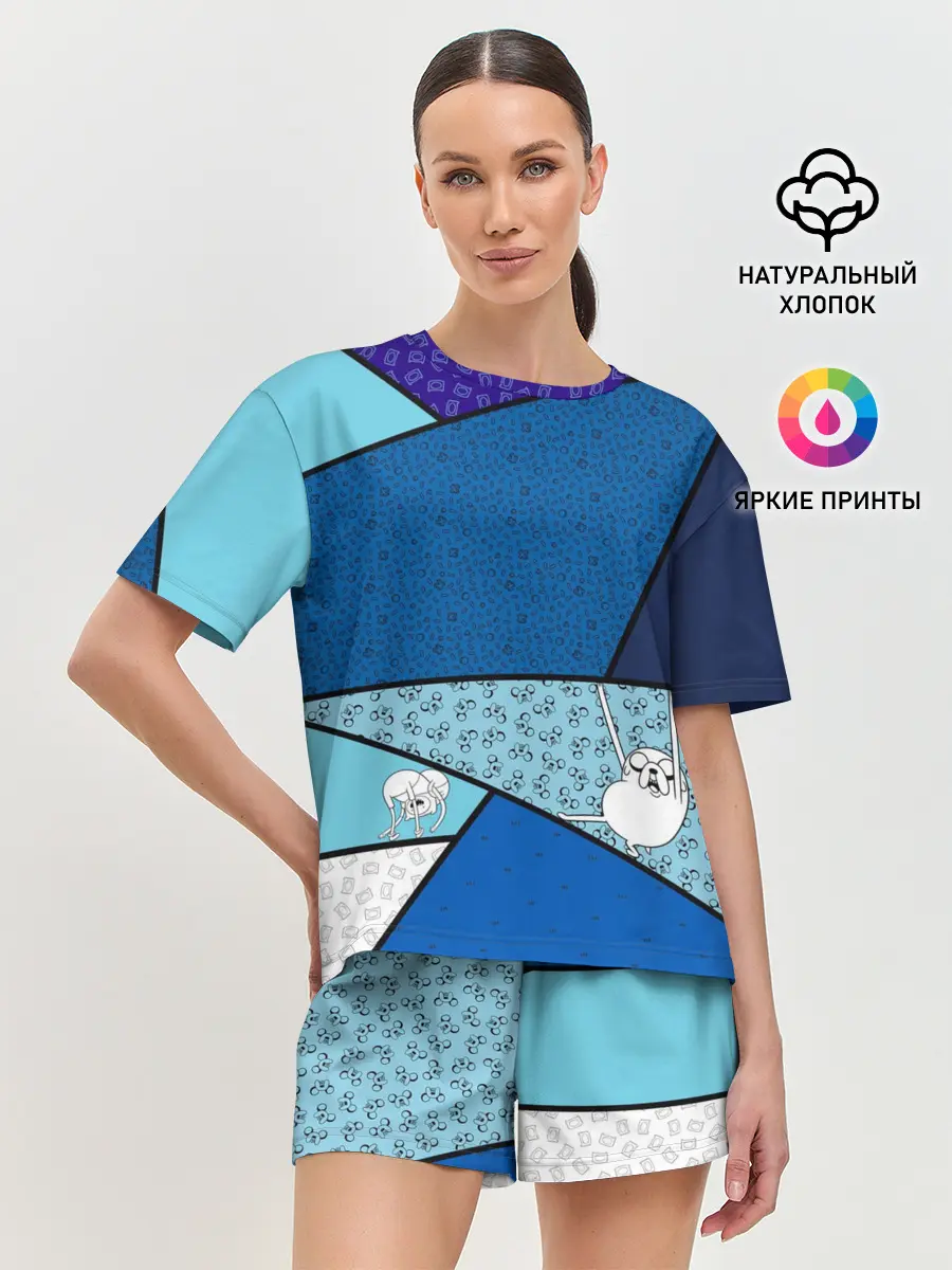 Женская пижама с шортами / Finn&Jake. Geometric