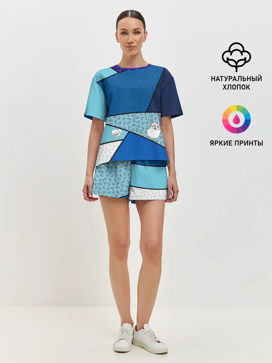 Женская пижама с шортами / Finn&Jake. Geometric