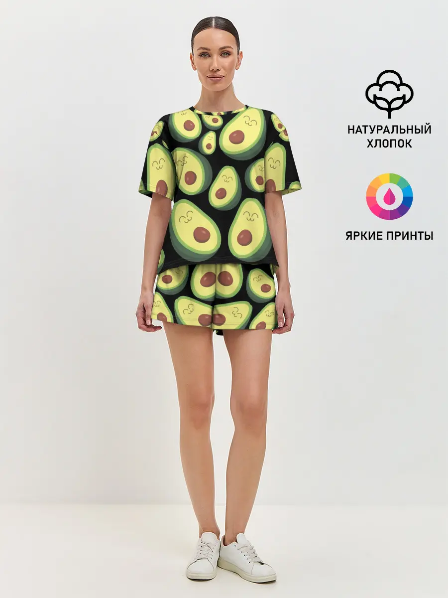 Женская пижама с шортами / Авокадо паттерн