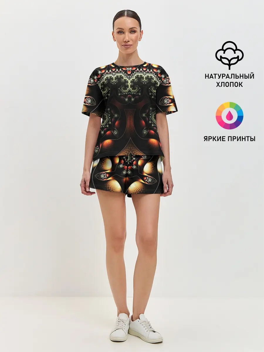 Женская пижама с шортами / ФРАКТАЛЬНЫЙ ОПТИЧЕСКИЙ УЗОР