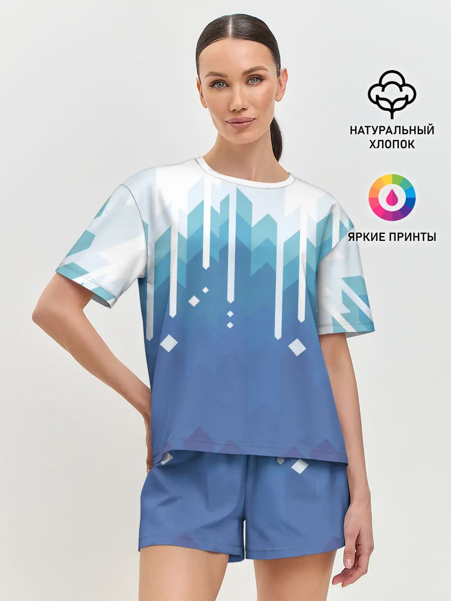 Женская пижама с шортами / Пиксельные сливки