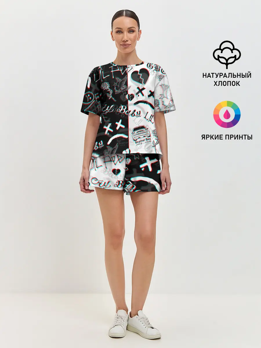 Женская пижама с шортами / LIL PEEP GLITCH | ЛИЛ ПИП ГЛИТЧ