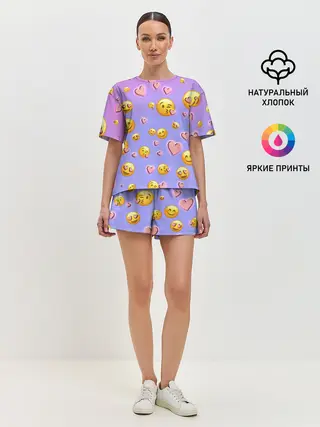 Женская пижама с шортами / Очень много эмодзи