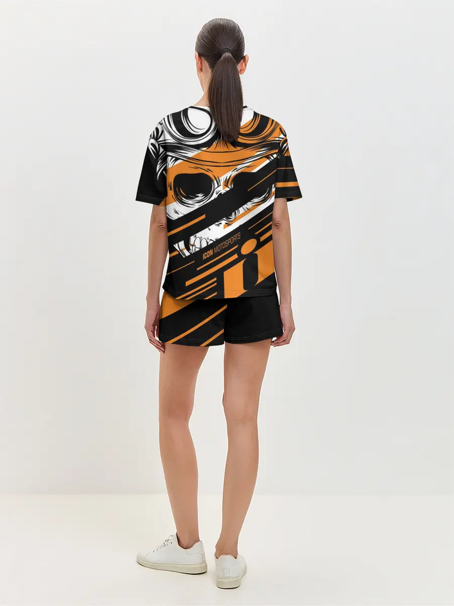 Женская пижама с шортами / Череп Icon оранжевый