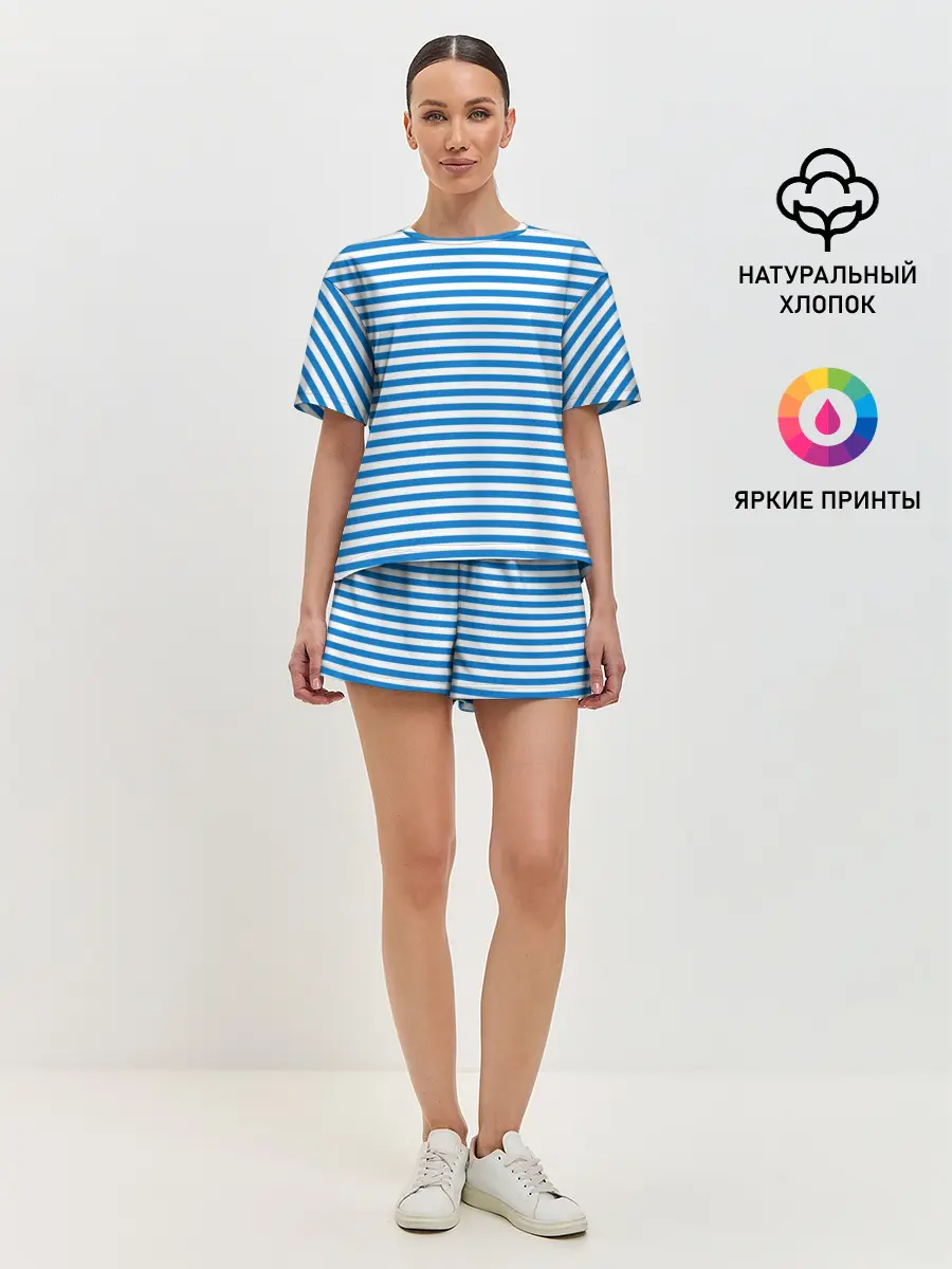 Женская пижама с шортами / Тельняшка ВДВ