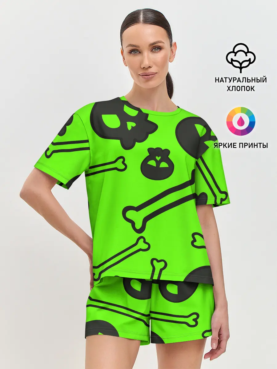 Женская пижама с шортами / Черепа