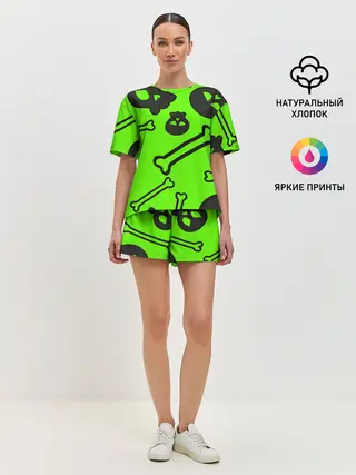 Женская пижама с шортами / Черепа