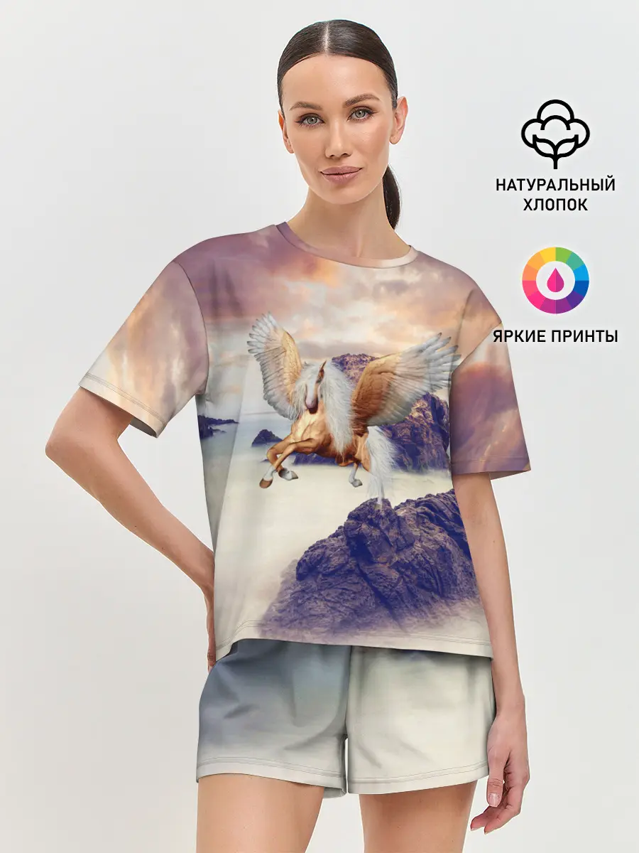 Женская пижама с шортами / Sea Sunset Horse