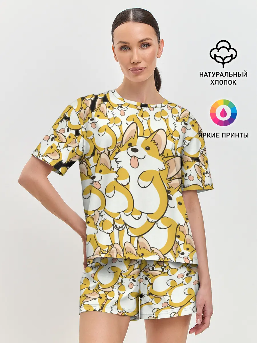 Женская пижама с шортами / Корги