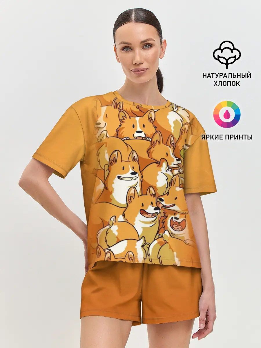 Женская пижама с шортами / Корги