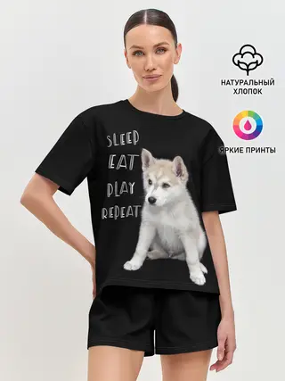 Женская пижама с шортами / Sleep Eat Play Repeat
