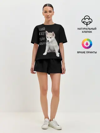 Женская пижама с шортами / Sleep Eat Play Repeat